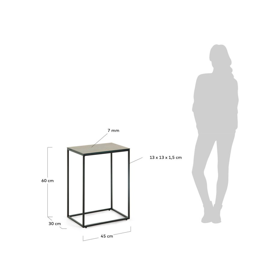 KAVE HOME rektangulrt Rewena sidebord - mrkebrun keramisk stein, keramikk og metall
