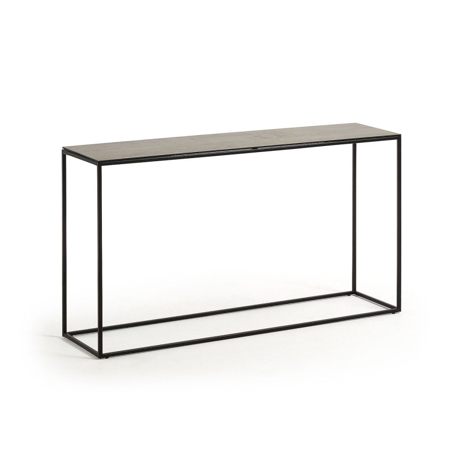 KAVE HOME rektangulrt Rewena konsollbord - mrkebrun stein, keramikk, metall
