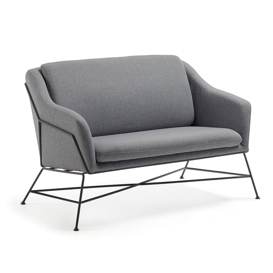 KAVE HOME Brida 2-manns sofa - grafittgr stoff og sort stl