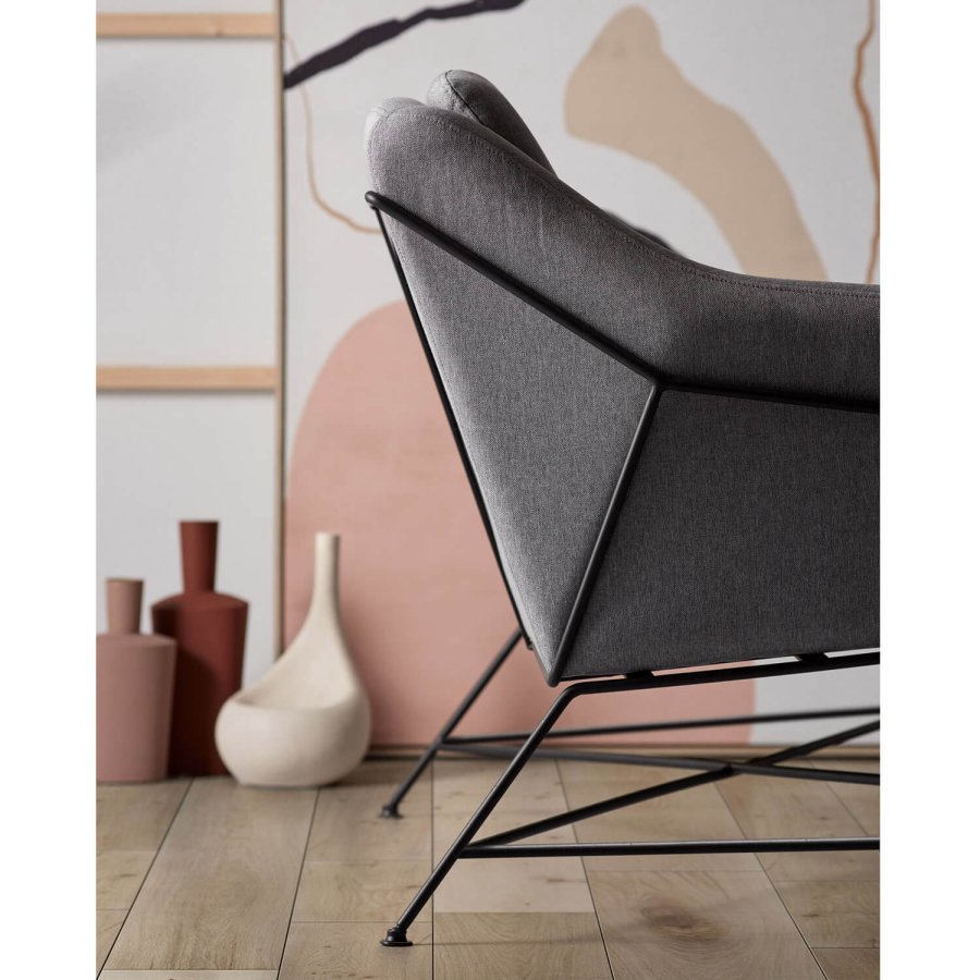 KAVE HOME Brida 2-manns sofa - grafittgr stoff og sort stl