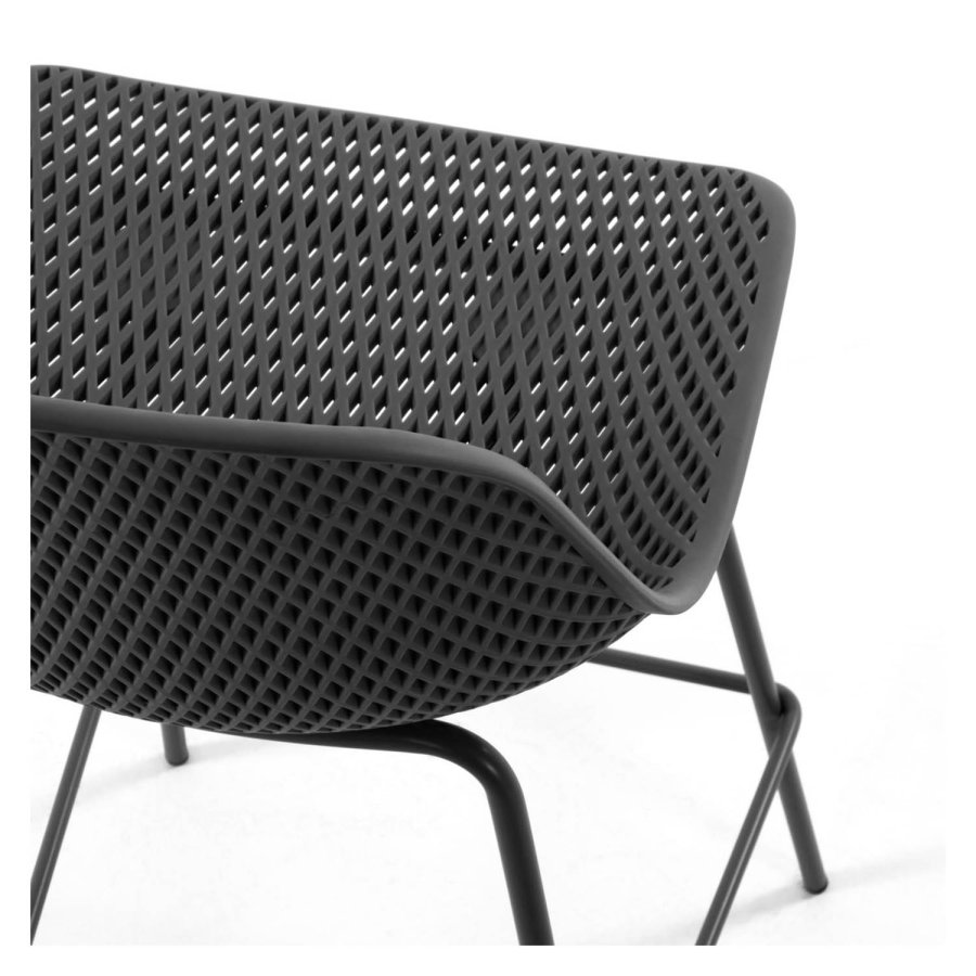 KAVE HOME Quinby barkrakk med rygg og fotsttte - grafittgr plast og metall