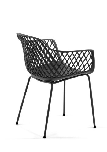 KAVE HOME Quinn spisestuestol med armlener - grafittgr plast og metall