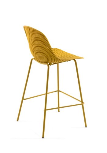 KAVE HOME Quinby barkrakk med rygg og fotsttte - gul plast og metall