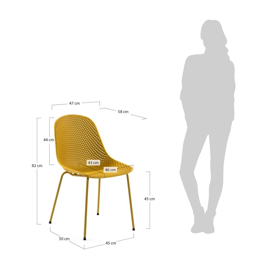 KAVE HOME Quinby spisestol - gul plast og metal