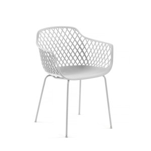 KAVE HOME Quinn spisebordsstol m. armln - hvid plast og metal