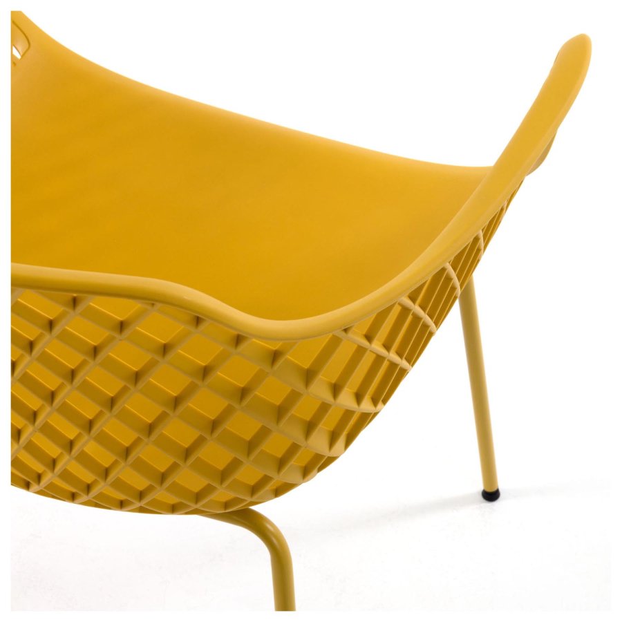 KAVE HOME Quinn spisestuestol med armlener - gul plast og metall
