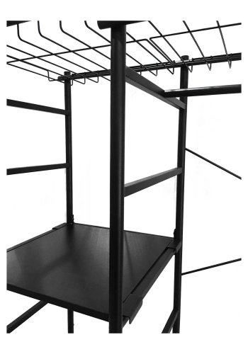 KAVE HOME Storn skap med hyller og kroker - sort melamin og stl (120x182)