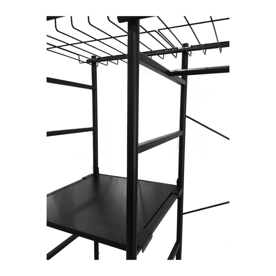 KAVE HOME Storn skap med hyller og kroker - sort melamin og stl (120x182)