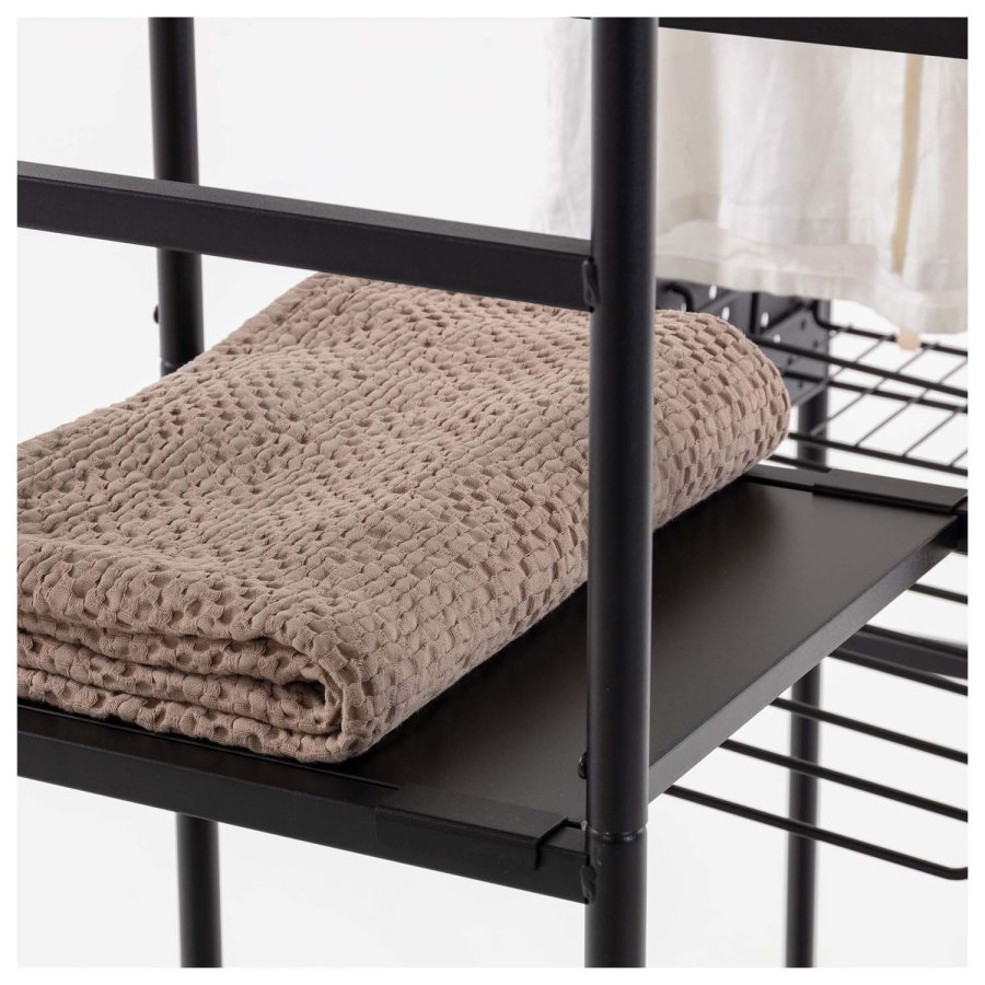 KAVE HOME Storn skap med hyller og kroker - sort melamin og stl (120x182)