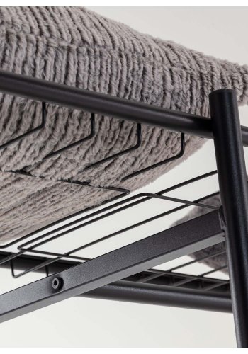 KAVE HOME Storn skap med hyller og kroker - sort melamin og stl (120x182)