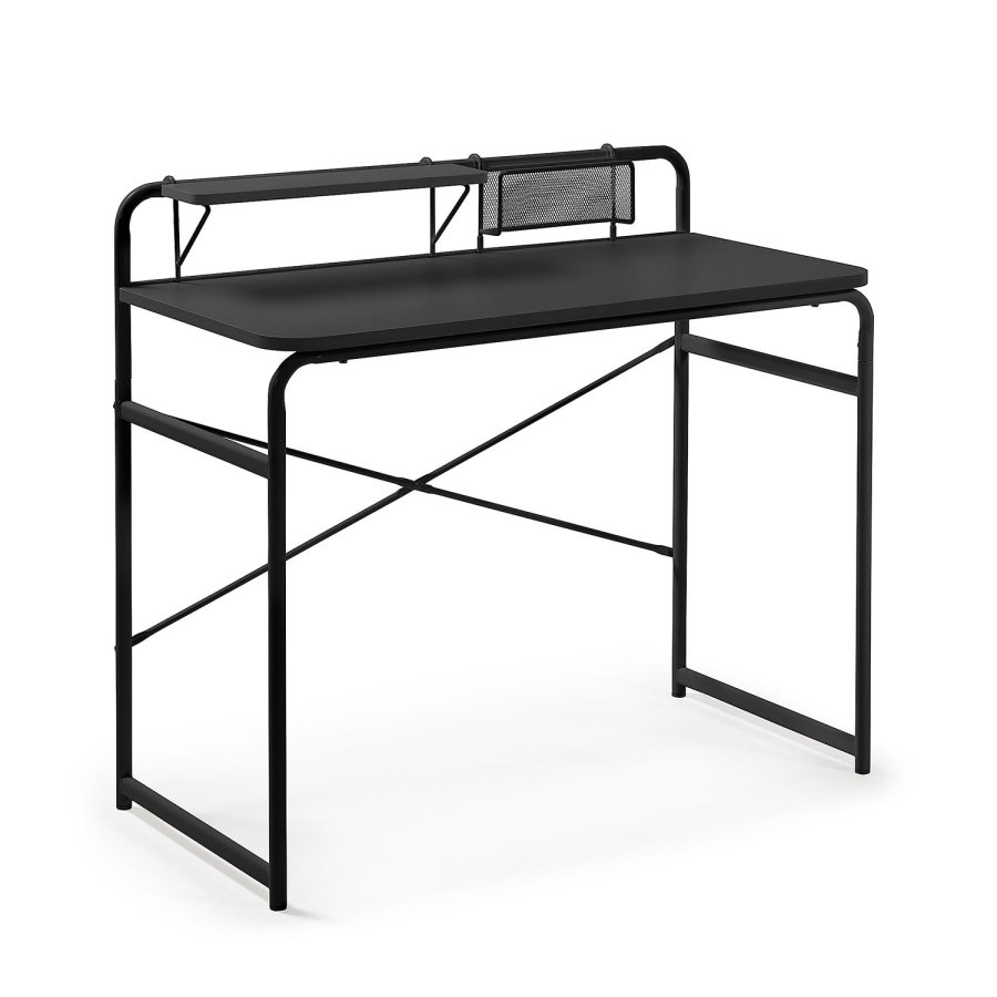 KAVE HOME rektangulrt Foreman skrivebord - svart melamin og metall (98x48)