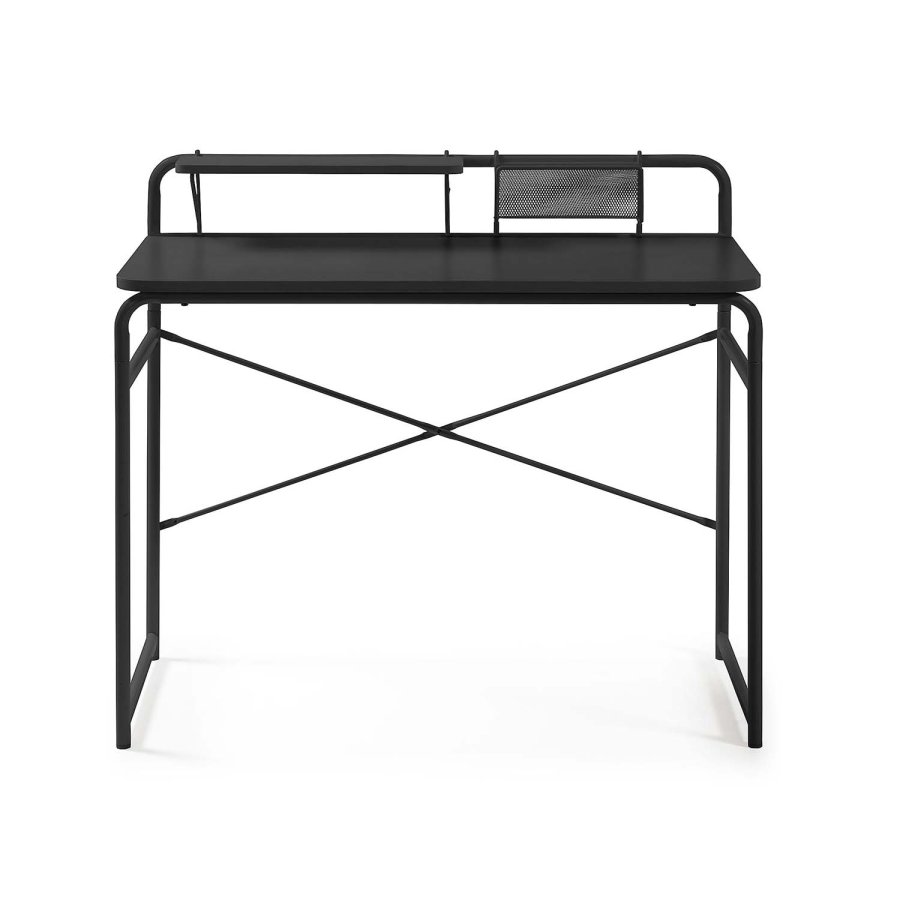 KAVE HOME rektangulrt Foreman skrivebord - svart melamin og metall (98x48)