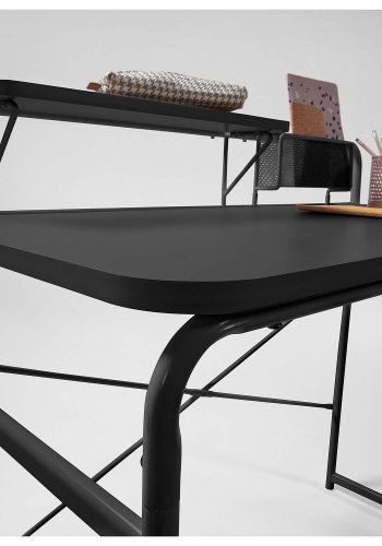 KAVE HOME rektangulrt Foreman skrivebord - svart melamin og metall (98x48)