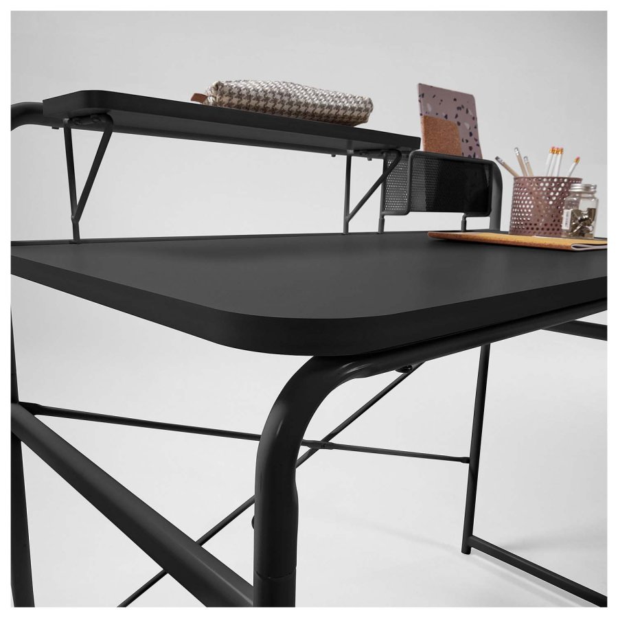 KAVE HOME rektangulrt Foreman skrivebord - svart melamin og metall (98x48)