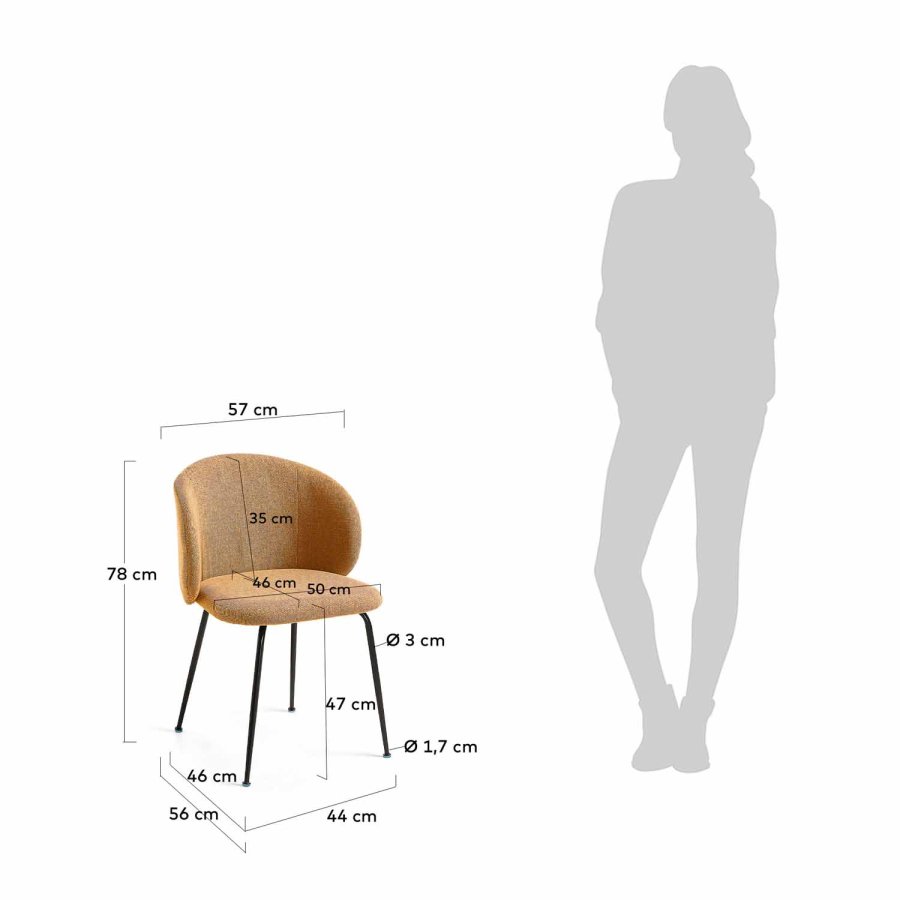KAVE HOME Minna spisestol - sennepsgult stoff og metall