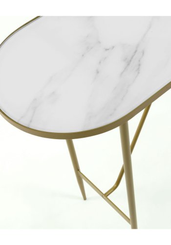 KAVE HOME ovalt Elisenda konsollbord - hvitt glass og gull stl (110x35)