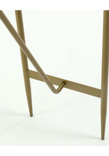 KAVE HOME ovalt Elisenda konsollbord - hvitt glass og gull stl (110x35)