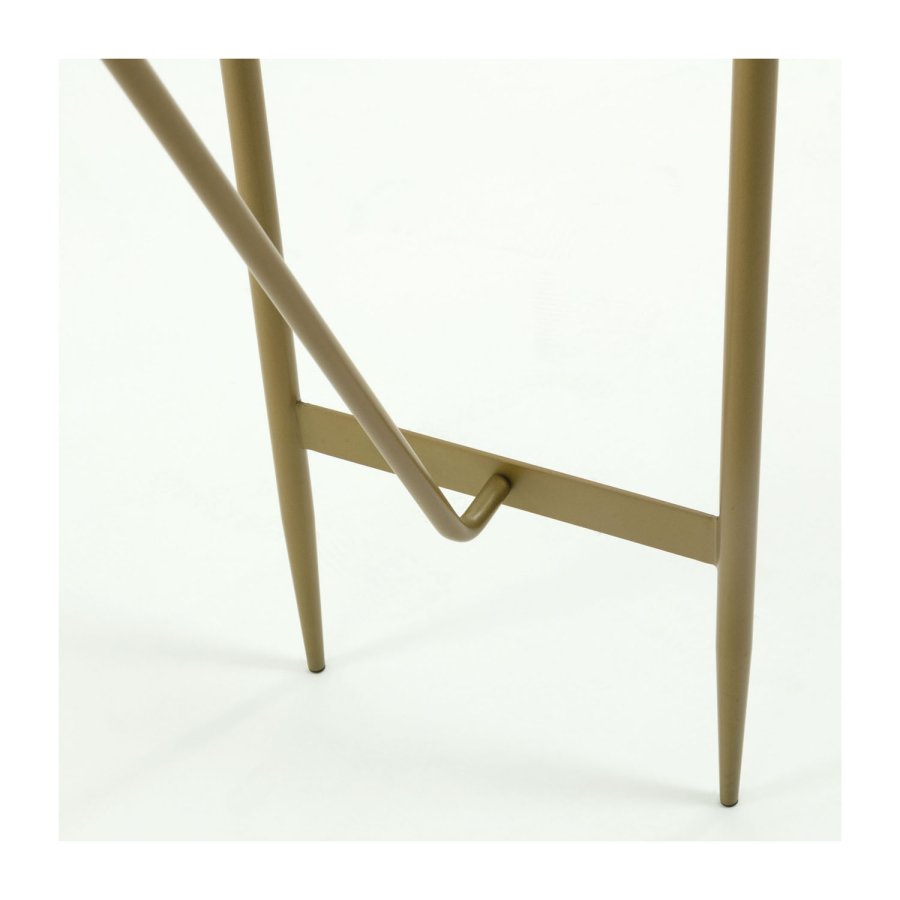 KAVE HOME ovalt Elisenda konsollbord - hvitt glass og gull stl (110x35)