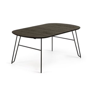 KAVE HOME rektangulrt Norfort spisebord m. udtrk - sort tr og metal (170(320)x100) 