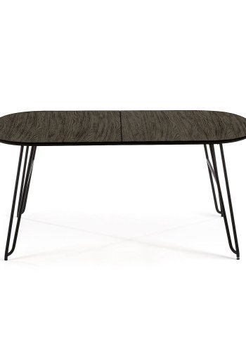 KAVE HOME rektangulrt Norfort spisebord med uttrekk - svart tre og metall (170(320)x100) 