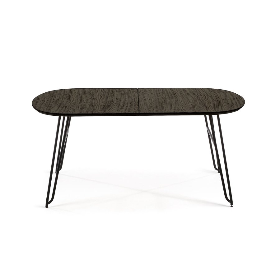 KAVE HOME rektangulrt Norfort spisebord med uttrekk - svart tre og metall (170(320)x100) 