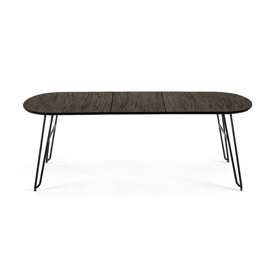 KAVE HOME rektangulrt Norfort spisebord med uttrekk - svart tre og metall (170(320)x100) 