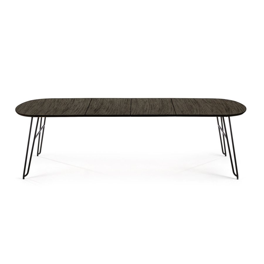 KAVE HOME rektangulrt Norfort spisebord med uttrekk - svart tre og metall (170(320)x100) 