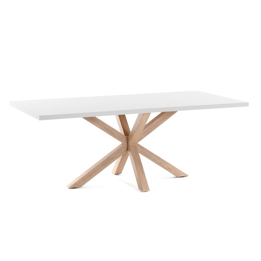 KAVE HOME rechteckiger Arya Esstisch - weißes Melamin Naturstahl (160x100)