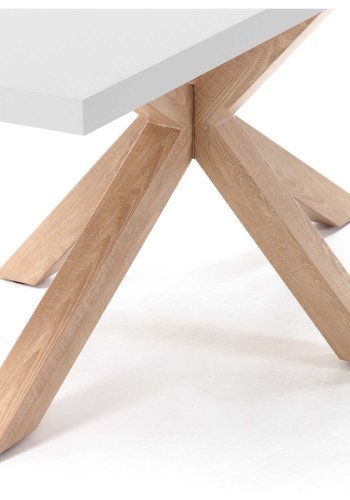 KAVE HOME rechteckiger Arya Esstisch - weißes Melamin Naturstahl (160x100)