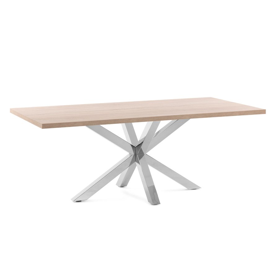 KAVE HOME rektangulrt Arya spisebord - naturlig melamin og slvstl (160x100) 