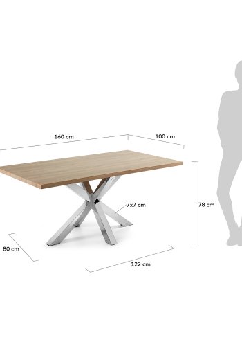 KAVE HOME rektangulrt Arya spisebord - naturlig melamin og slvstl (160x100) 