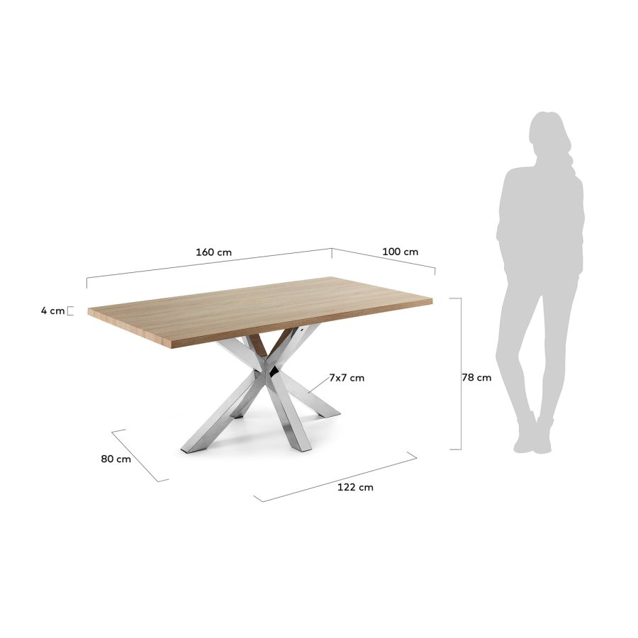KAVE HOME rektangulrt Arya spisebord - naturlig melamin og slvstl (160x100) 