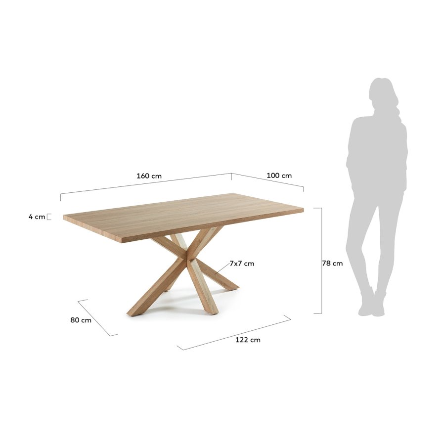 KAVE HOME rektangulrt Arya spisebord - naturlig melamin og stl (160x100