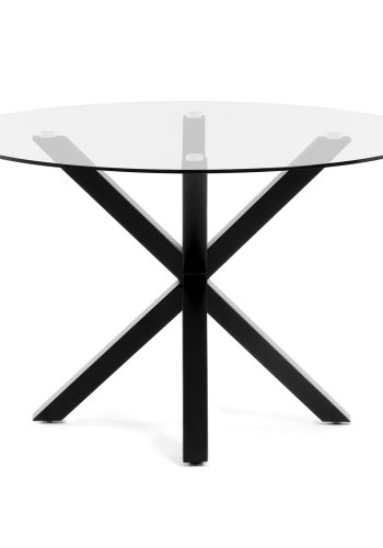 KAVE HOME rundt Arya spisebord - klart glass og sort stl (119)