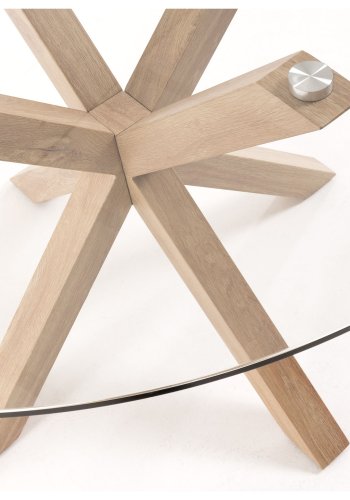 KAVE HOME rundt Arya spisebord - klart glass og naturstl (119)