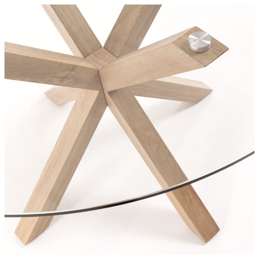 KAVE HOME rundt Arya spisebord - klart glass og naturstl (119)