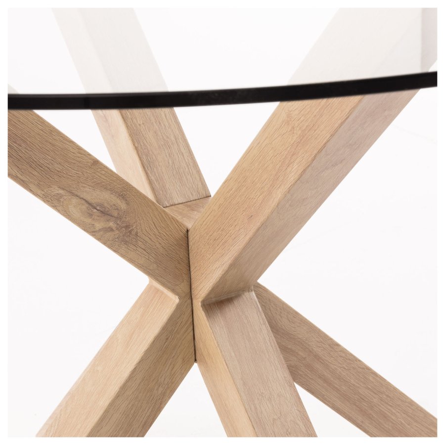 KAVE HOME rundt Arya spisebord - klart glass og naturstl (119)