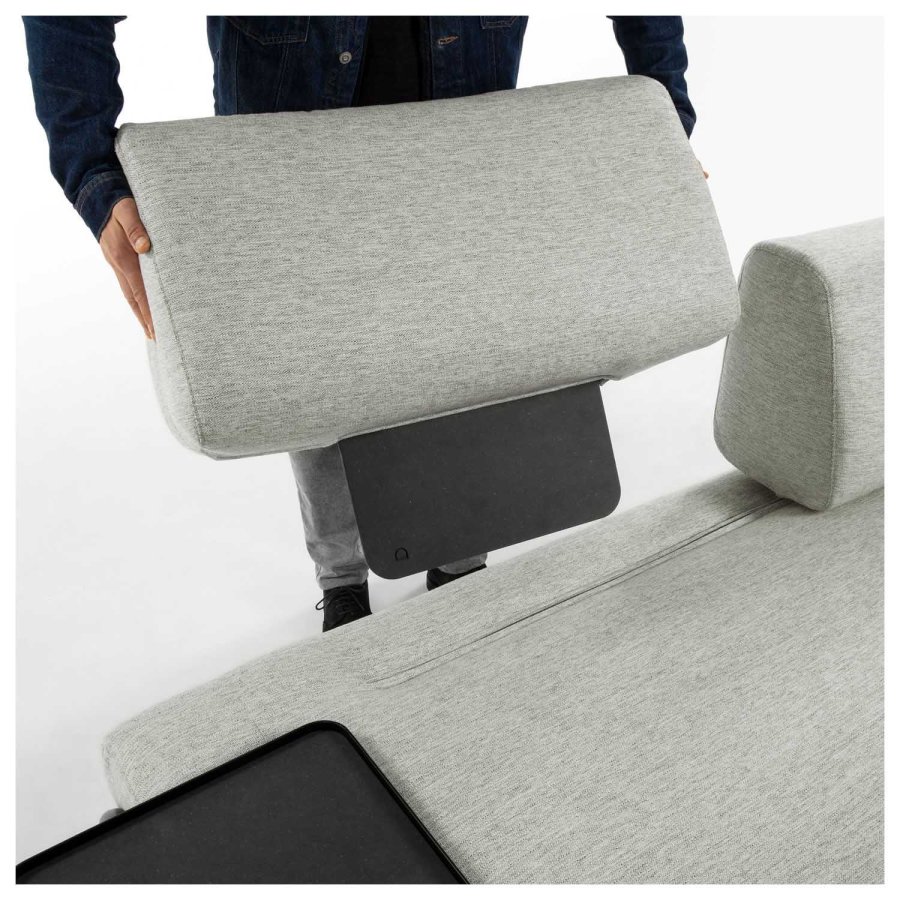 KAVE HOME Compo 3-manns sofa med stort brett - beige stoff og metall 