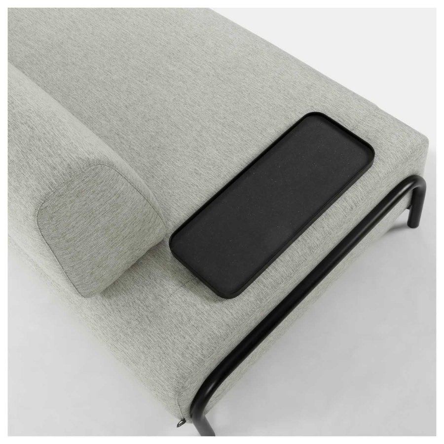 KAVE HOME Compo 3-manns sofa med lite brett - beige stoff og metall