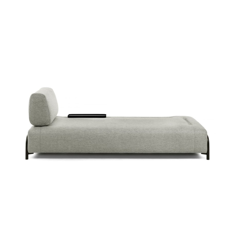KAVE HOME Compo 3-manns sofa med lite brett - beige stoff og metall