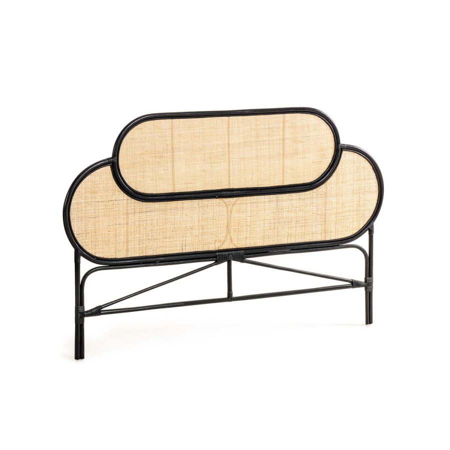 KAVE HOME rektangulr svart Lalita sengegavl - naturlig og svart naturfiber (120x170)