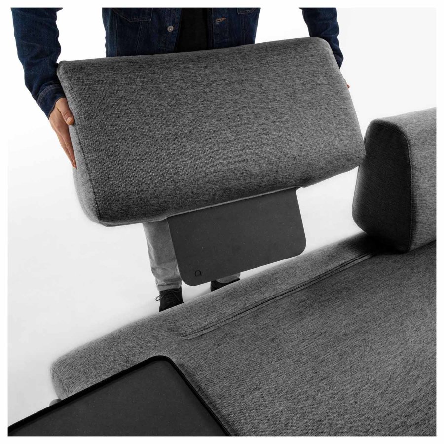 KAVE HOME Compo 3-seters sofa - mrkegr stoff og metall