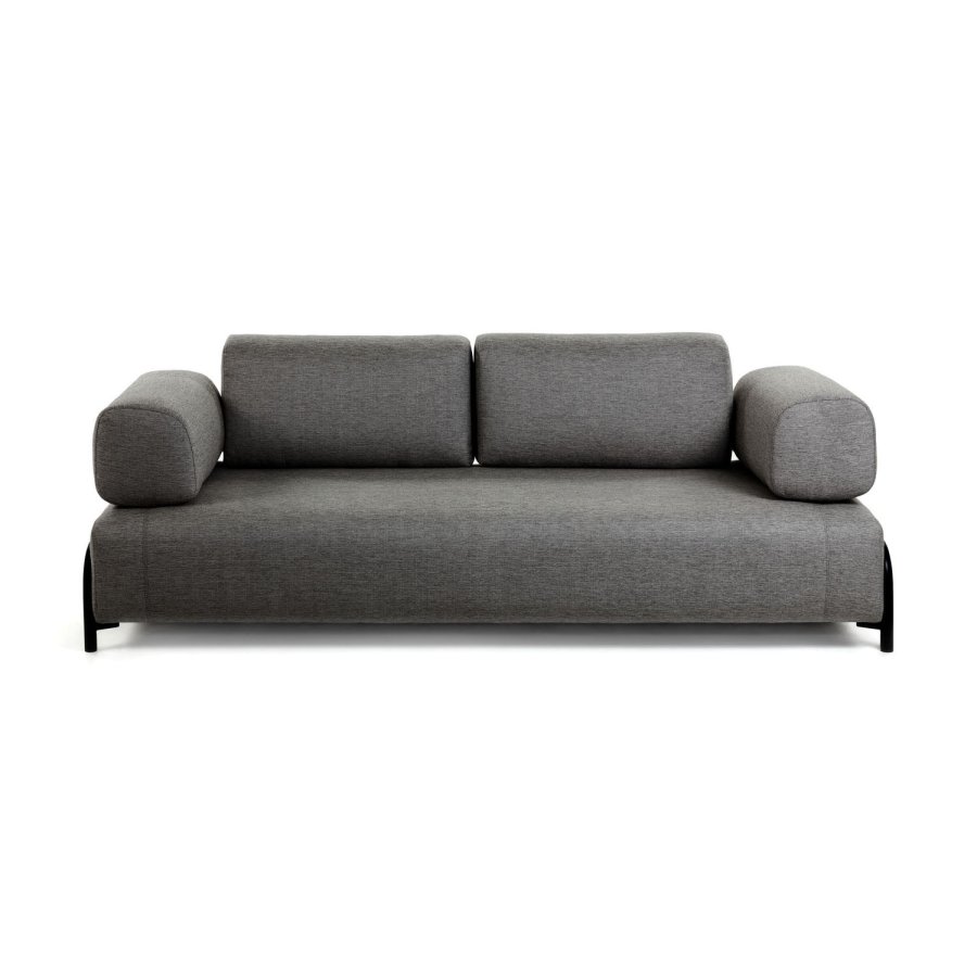 KAVE HOME Compo 3-seters sofa - mrkegr stoff og metall