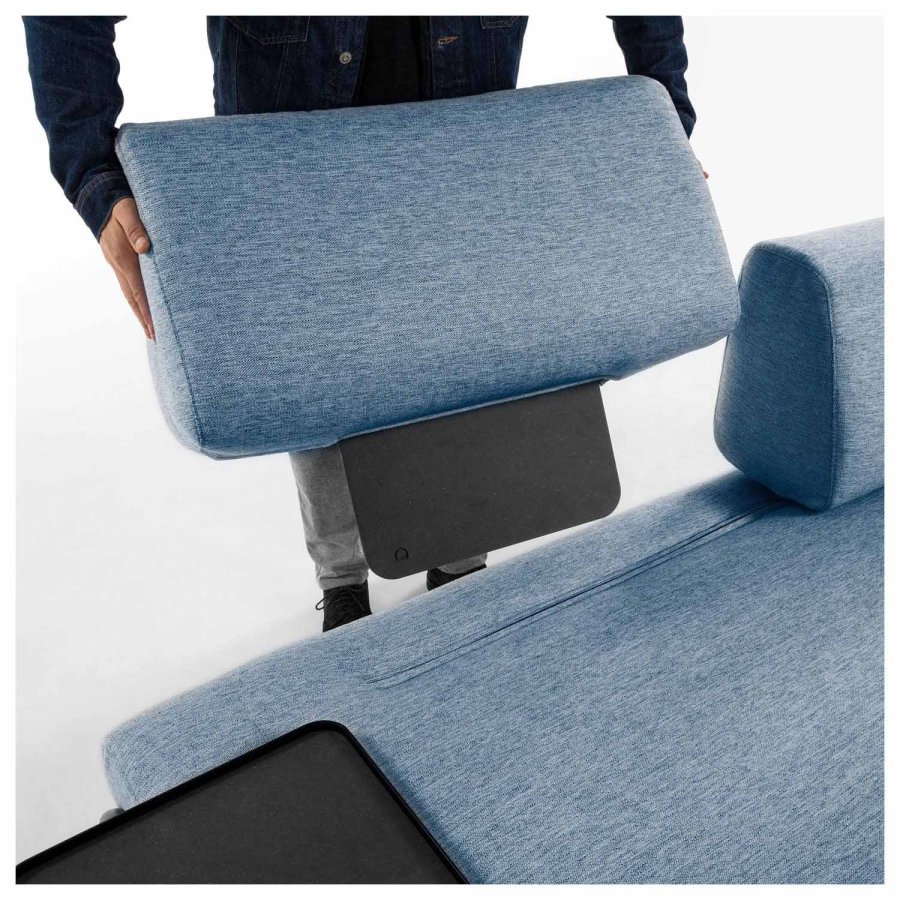 KAVE HOME Compo 3-seters sofa - bltt stoff og metall 