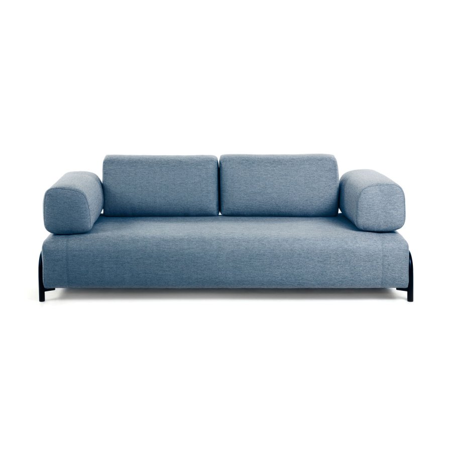 KAVE HOME Compo 3-seters sofa - bltt stoff og metall 