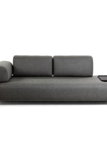 KAVE HOME Compo 3 pers. sofa m. stor bakke - m�rkegr� stof og metal