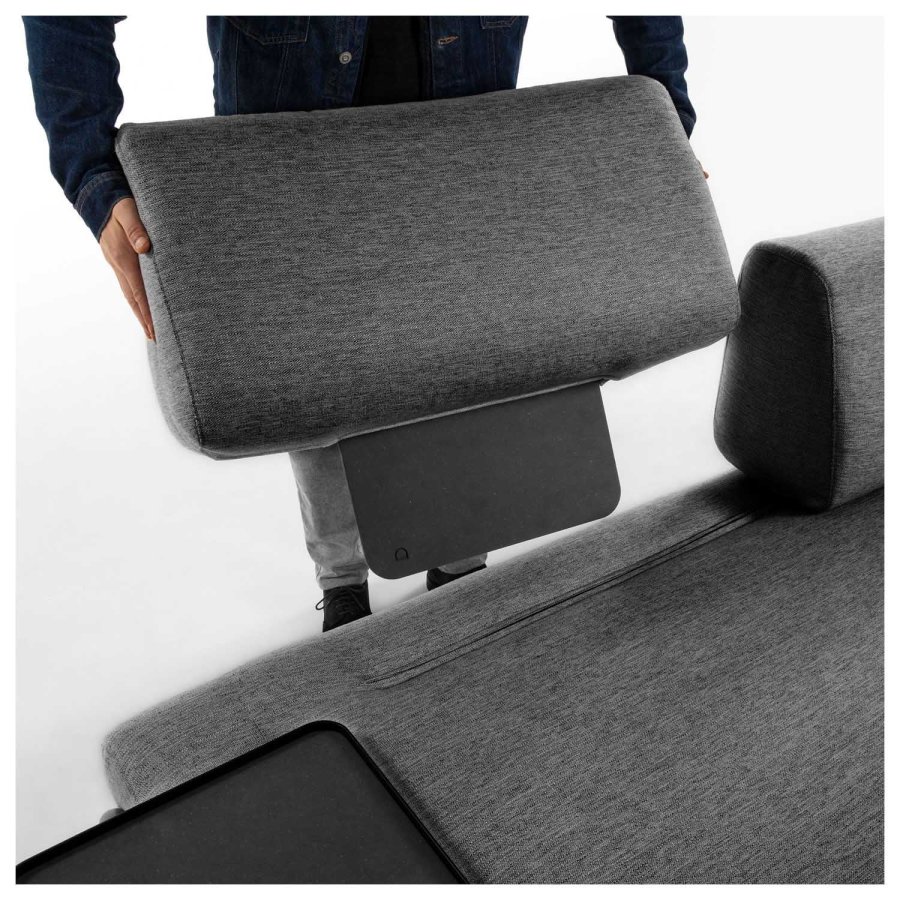 KAVE HOME Compo 3 pers. sofa m. stor bakke - m�rkegr� stof og metal