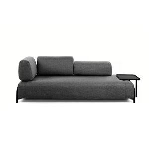 KAVE HOME Compo 3 pers. sofa m. stor bakke - m�rkegr� stof og metal