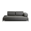 KAVE HOME Compo 3 pers. sofa m. lille bakke - m�rkegr� stof og metal