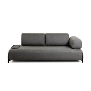KAVE HOME Compo 3 pers. sofa m. lille bakke - m�rkegr� stof og metal